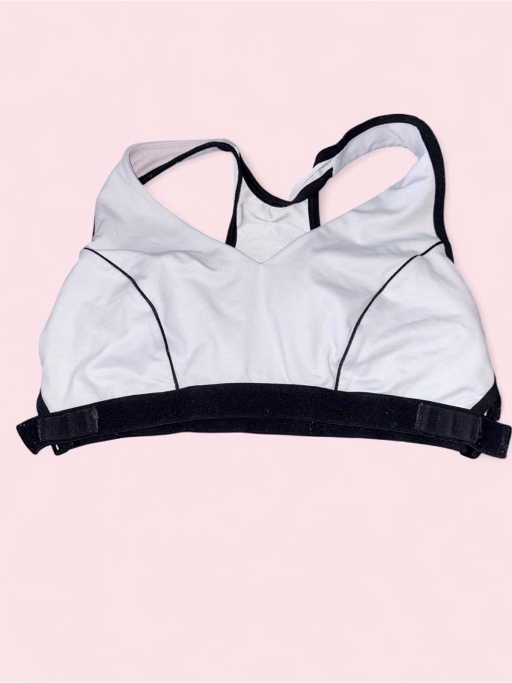 White Sports Bra with Black Trim - Supportive Racerback